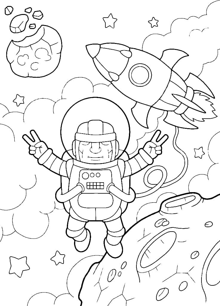 Çocuklar İçin Astronot Boyama Sayfaları 