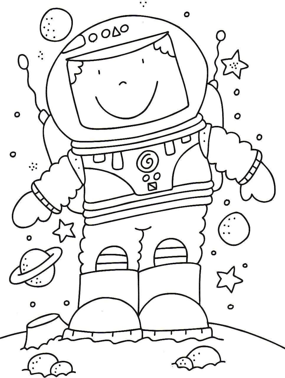 Çocuklar İçin Astronot Boyama Sayfaları 