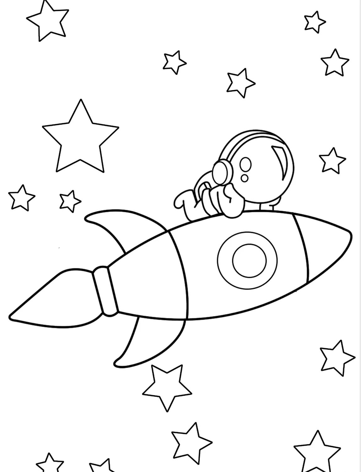 Çocuklar İçin Astronot Boyama Sayfaları 
