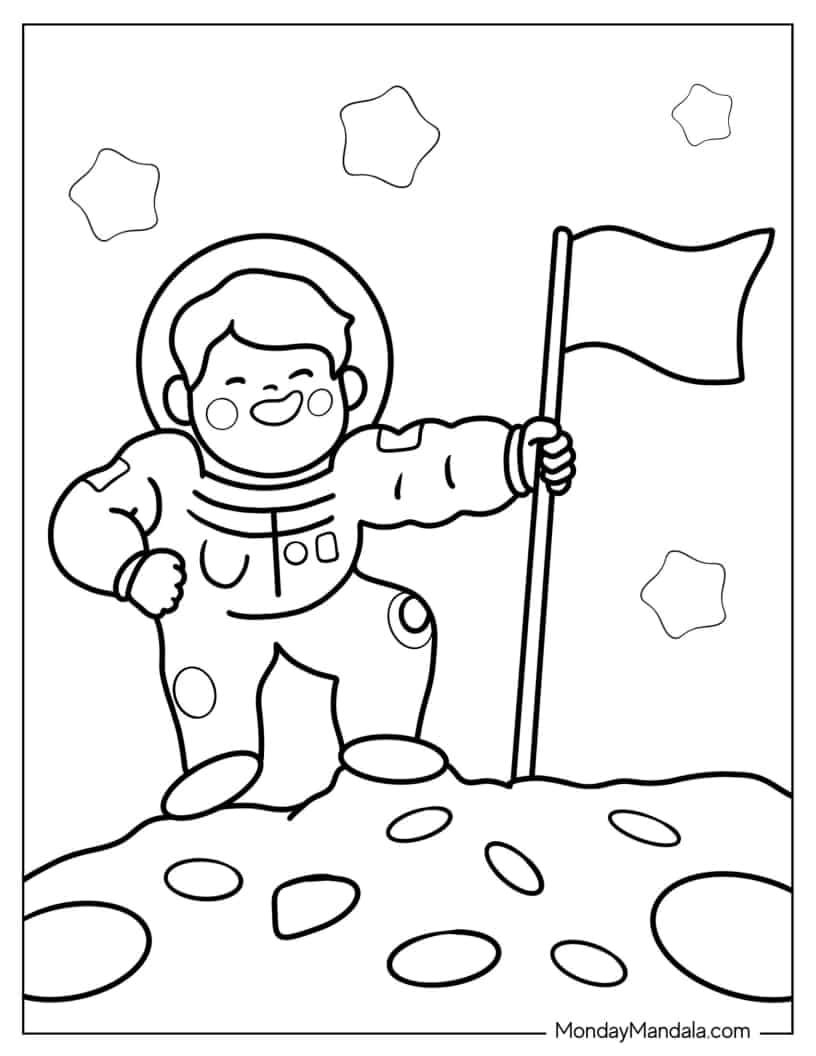 Çocuklar İçin Astronot Boyama Sayfaları 