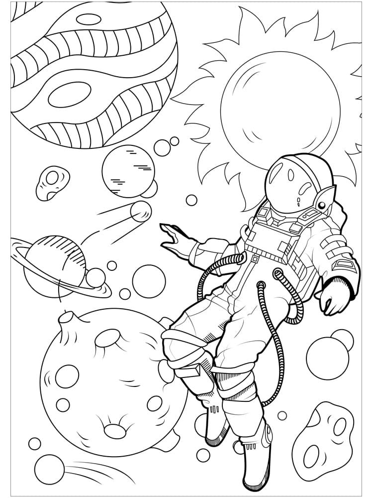 Çocuklar İçin Astronot Boyama Sayfaları 