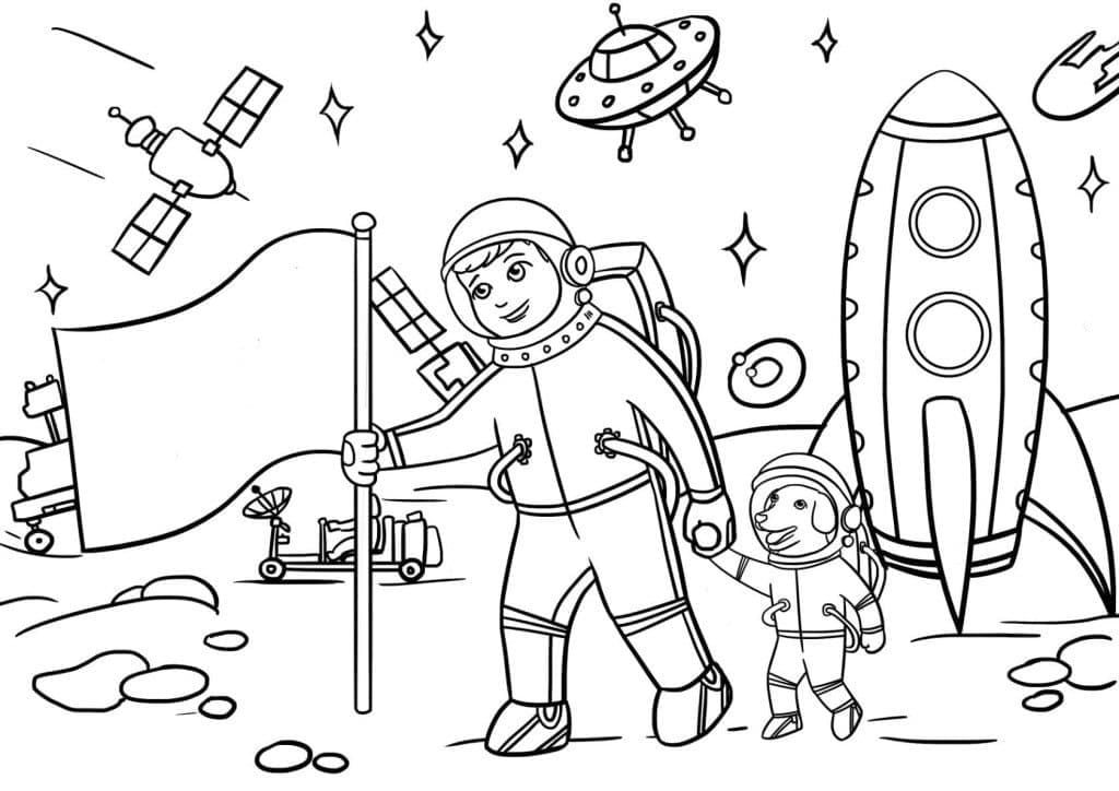 Çocuklar İçin Astronot Boyama Sayfaları 
