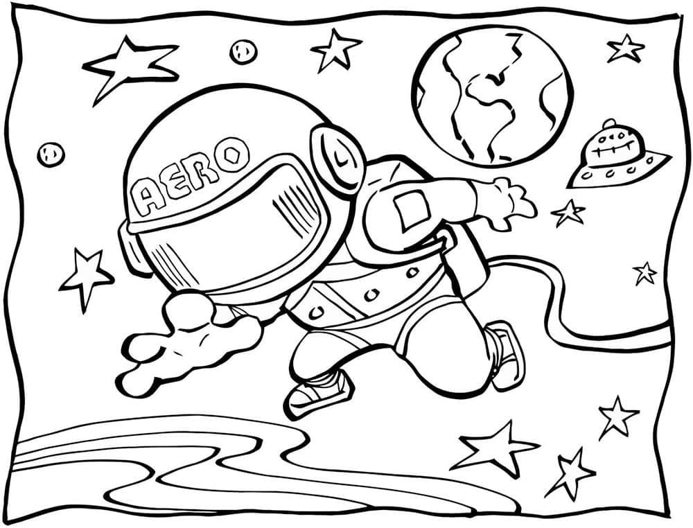 Çocuklar İçin Astronot Boyama Sayfaları 