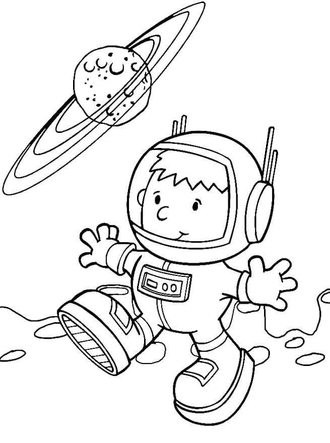 Çocuklar İçin Astronot Boyama Sayfaları 