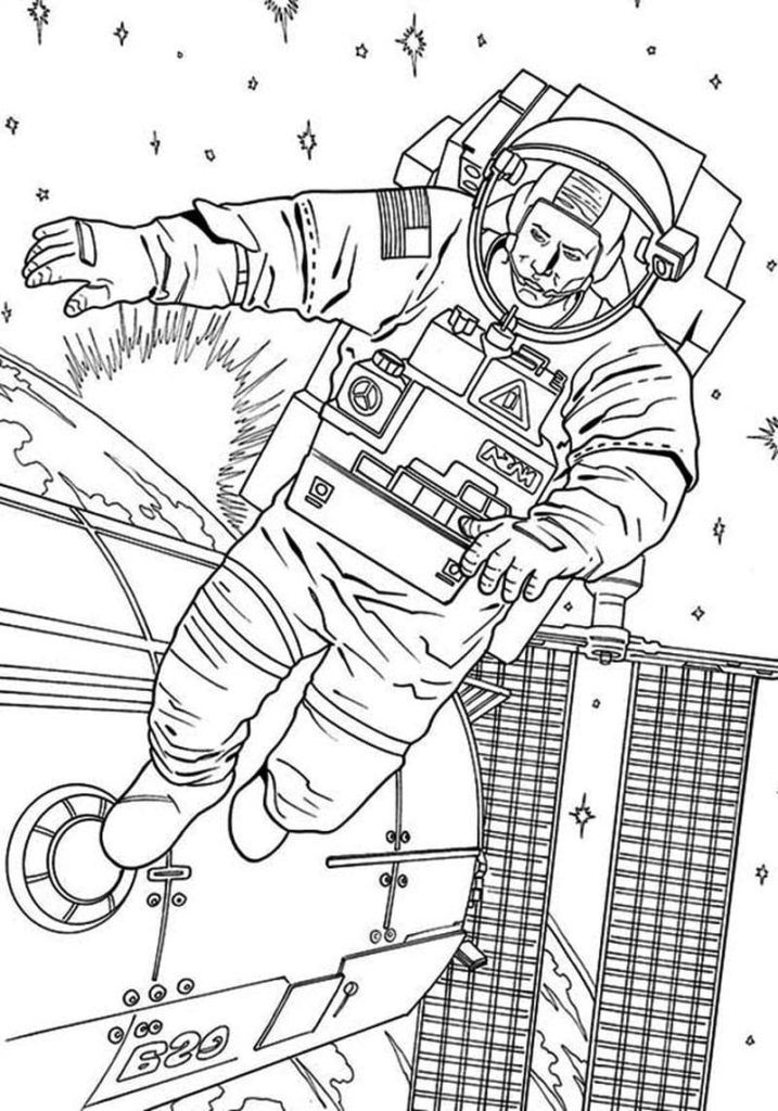 Çocuklar İçin Astronot Boyama Sayfaları 
