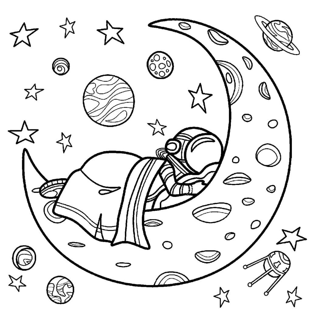 Çocuklar İçin Astronot Boyama Sayfaları 