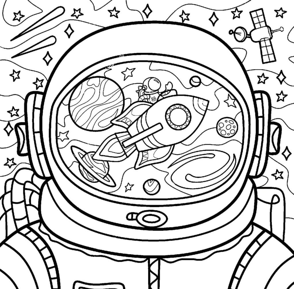 Çocuklar İçin Astronot Boyama Sayfaları 