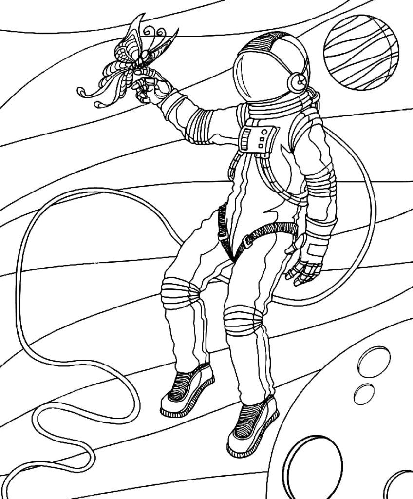 Çocuklar İçin Astronot Boyama Sayfaları 