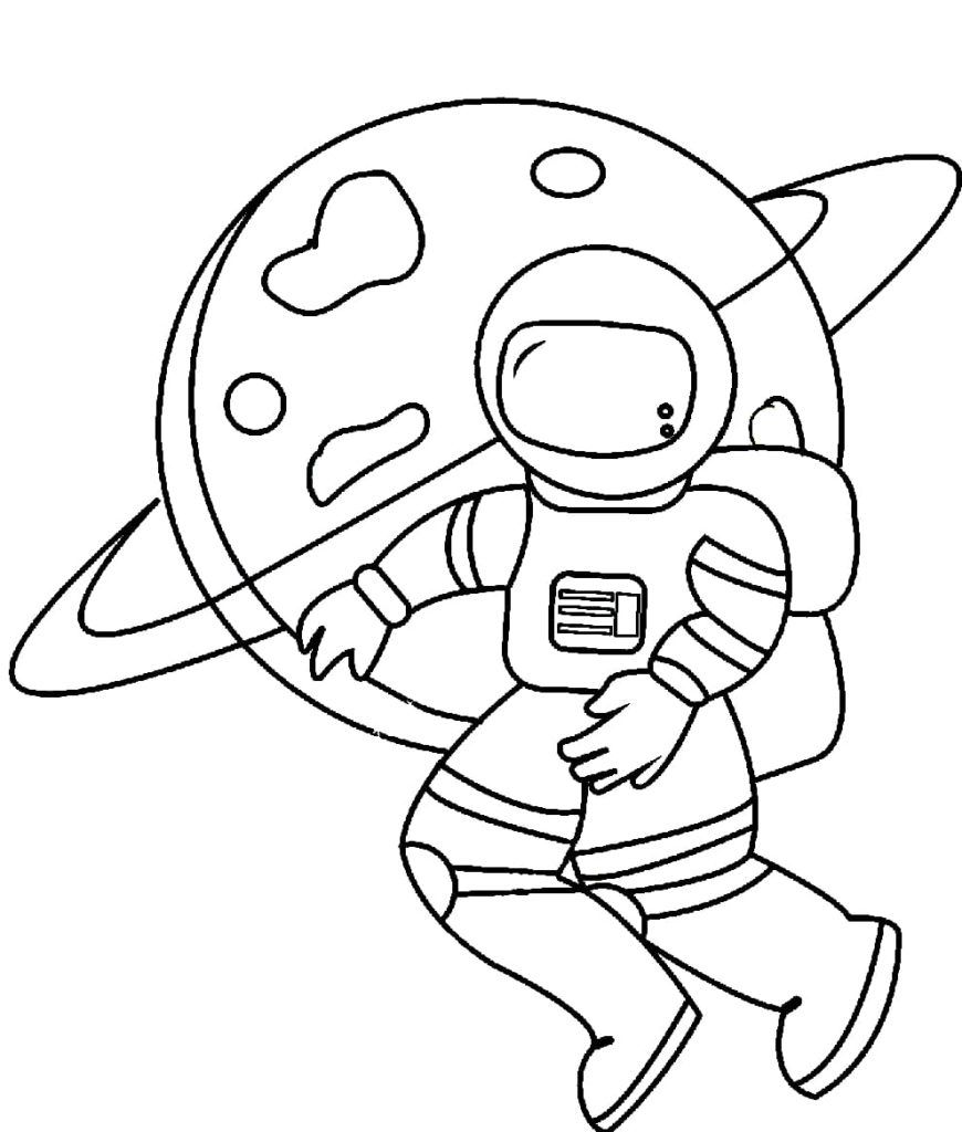 Çocuklar İçin Astronot Boyama Sayfaları 