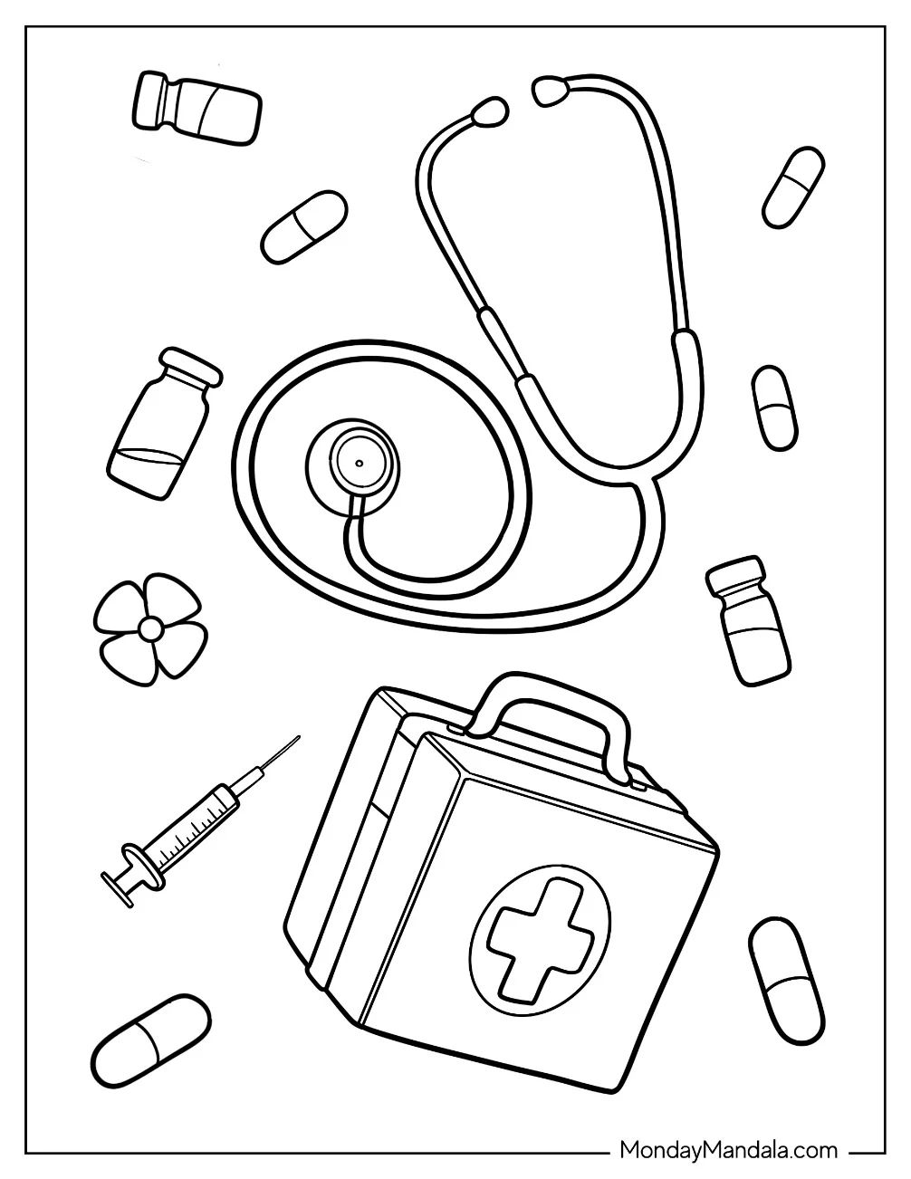 Çocuklar İçin Doktor Boyama Sayfaları 