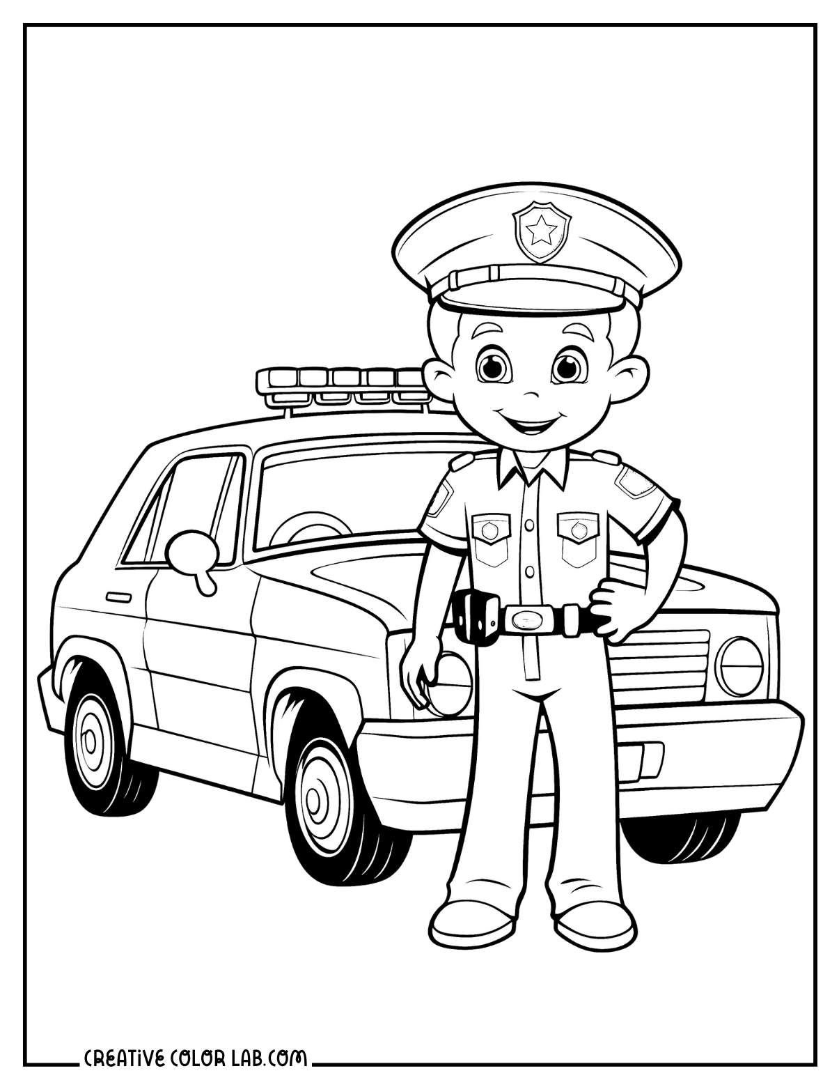 Çocuklar İçin Trafik-Polisi Boyama Sayfaları 