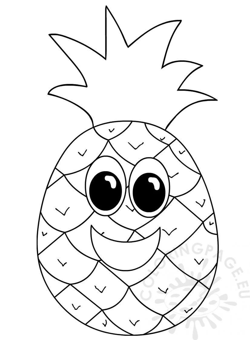 Çocuklar İçin Ananas Boyama Sayfaları 