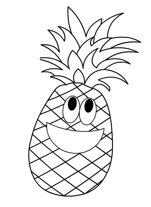 Çocuklar İçin Ananas Boyama Sayfaları 