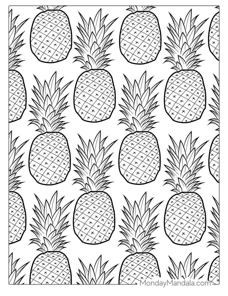 Çocuklar İçin Ananas Boyama Sayfaları 