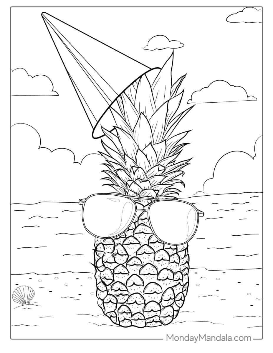Çocuklar İçin Ananas Boyama Sayfaları 