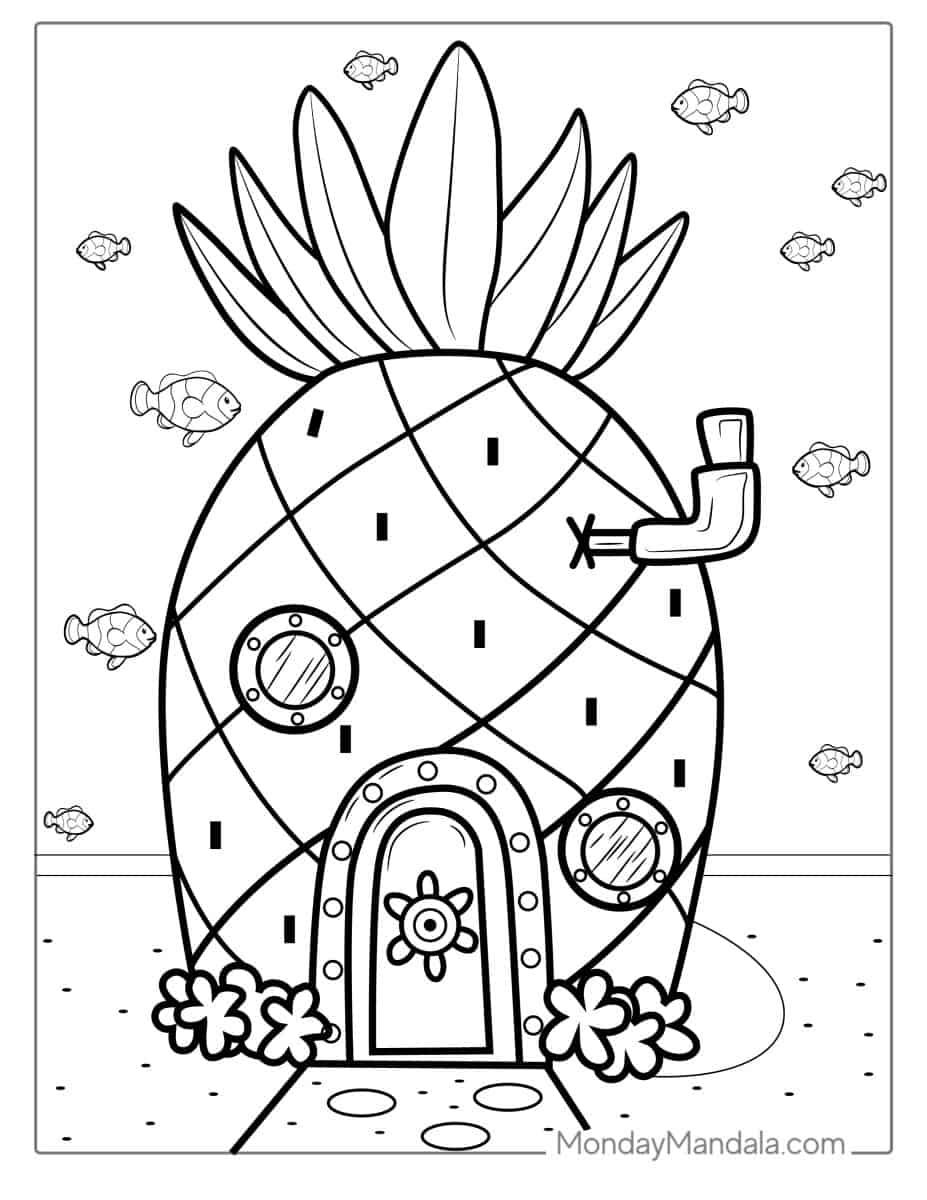 Çocuklar İçin Ananas Boyama Sayfaları 