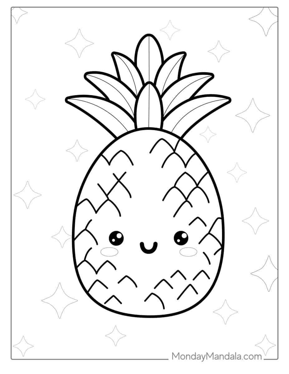Çocuklar İçin Ananas Boyama Sayfaları 