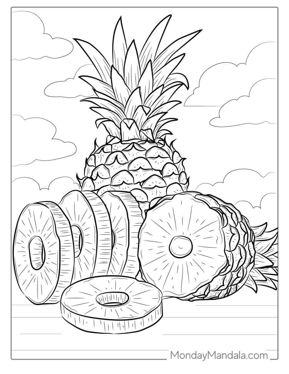 Çocuklar İçin Ananas Boyama Sayfaları 