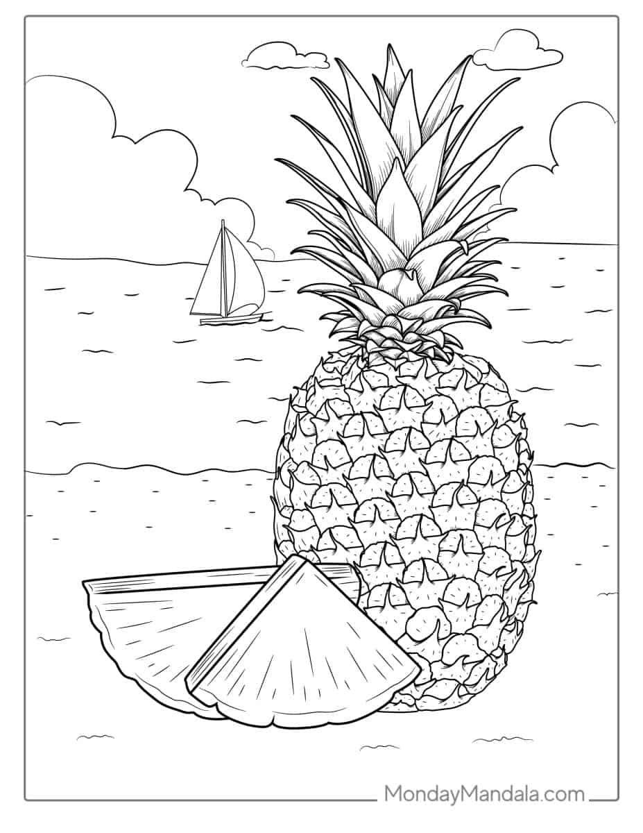 Çocuklar İçin Ananas Boyama Sayfaları 
