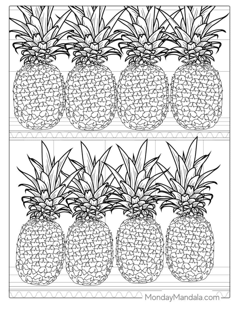 Çocuklar İçin Ananas Boyama Sayfaları 