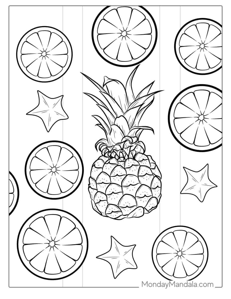 Çocuklar İçin Ananas Boyama Sayfaları 