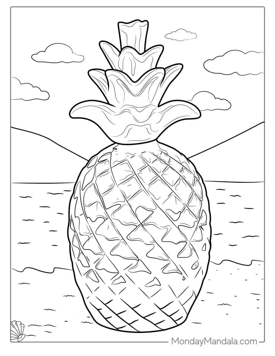 Çocuklar İçin Ananas Boyama Sayfaları 