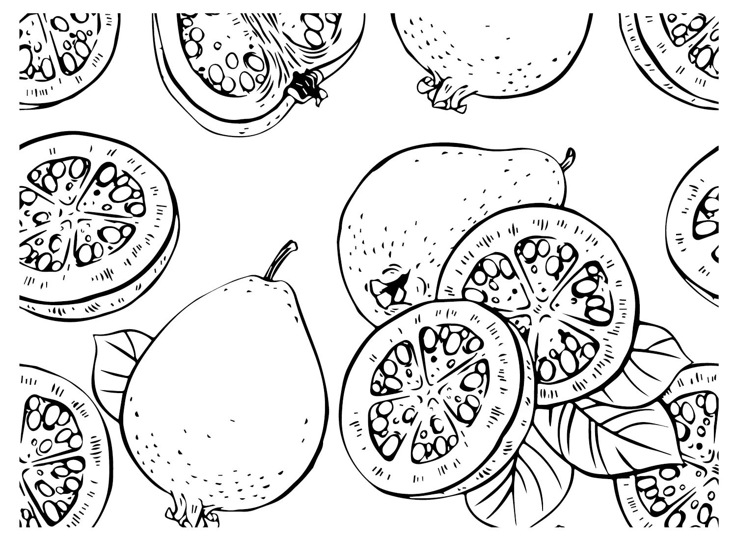 Çocuklar İçin Guava Boyama Sayfaları 