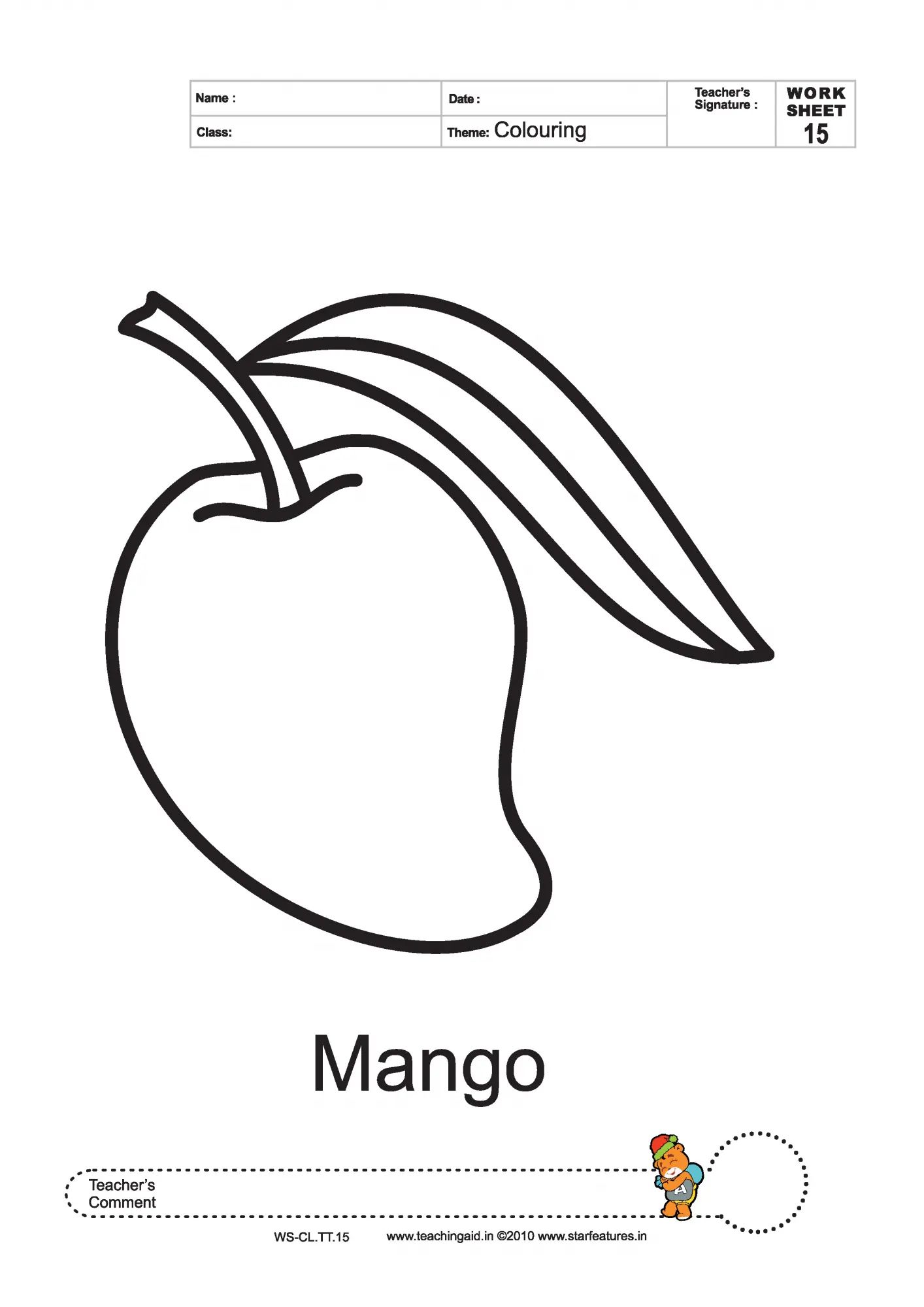 Çocuklar İçin Mango Boyama Sayfaları 