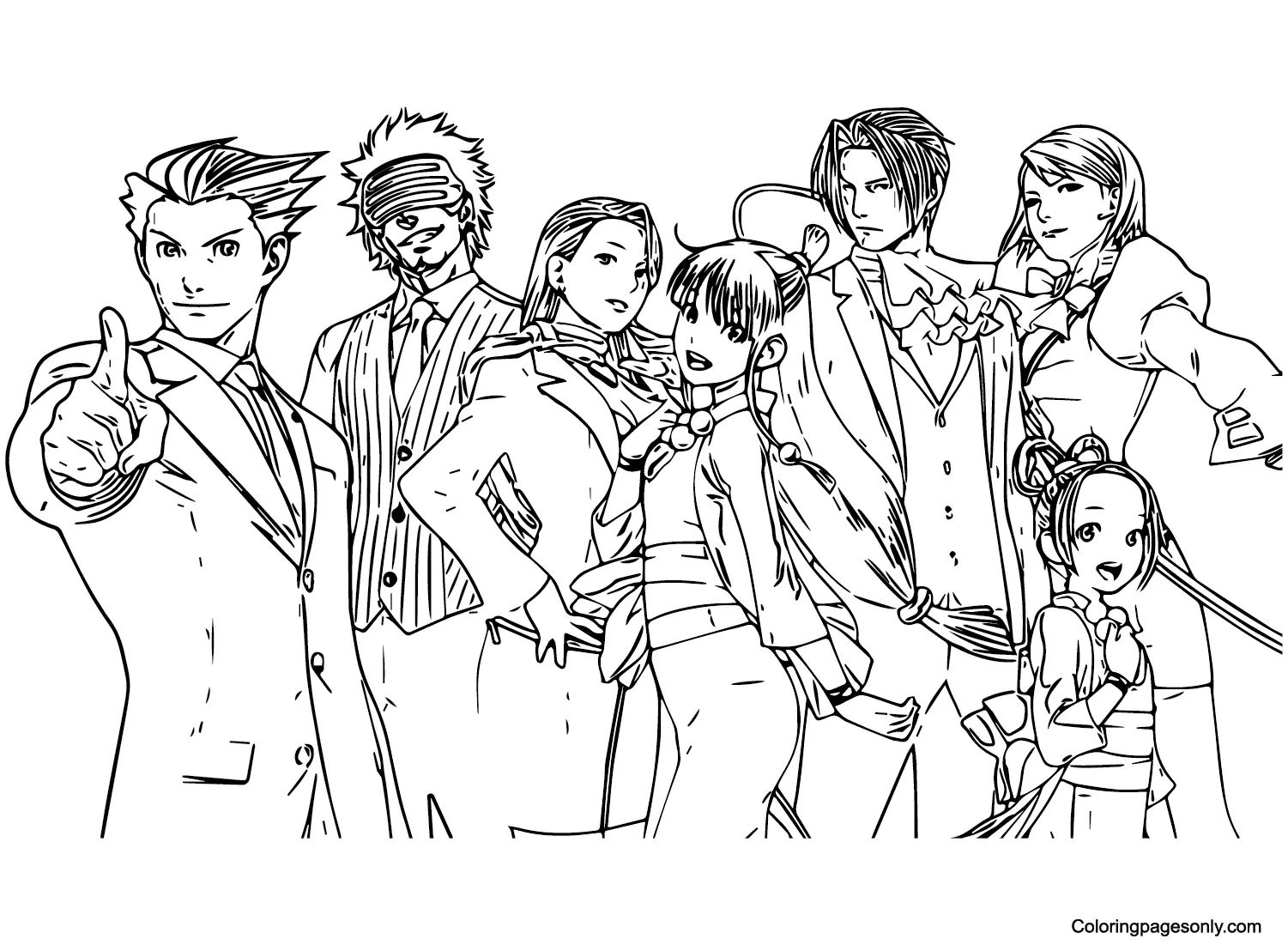 Çocuklar İçin Ace Attorney Boyama Sayfaları 