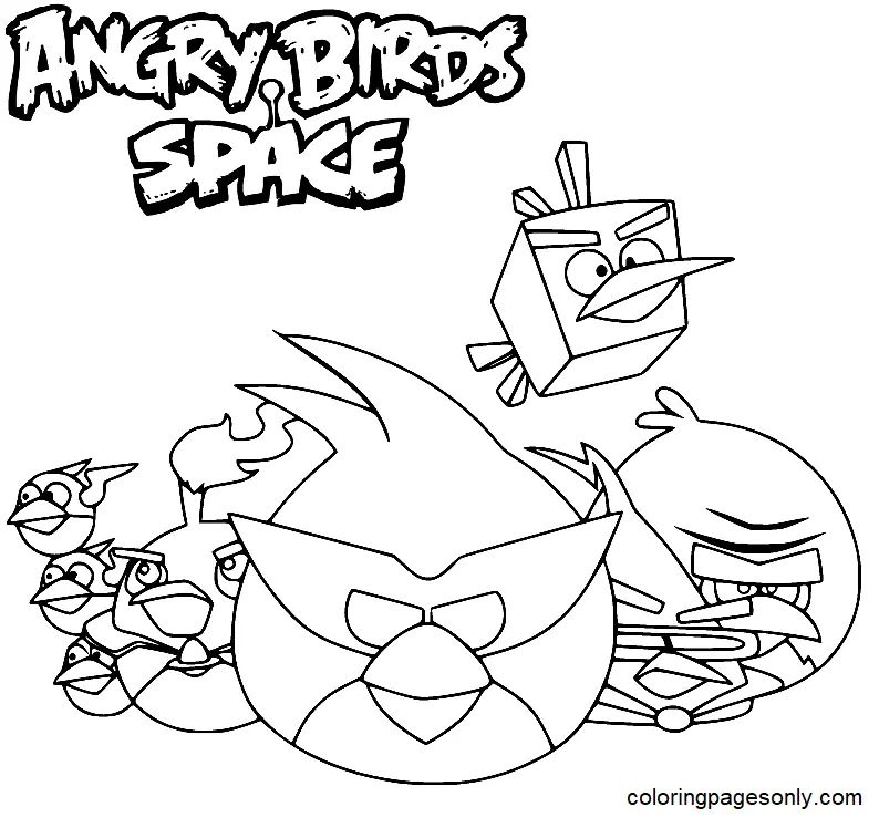 Çocuklar İçin Angry Birds Uzay Boyama Sayfaları 