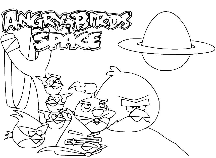 Çocuklar İçin Angry Birds Uzay Boyama Sayfaları 