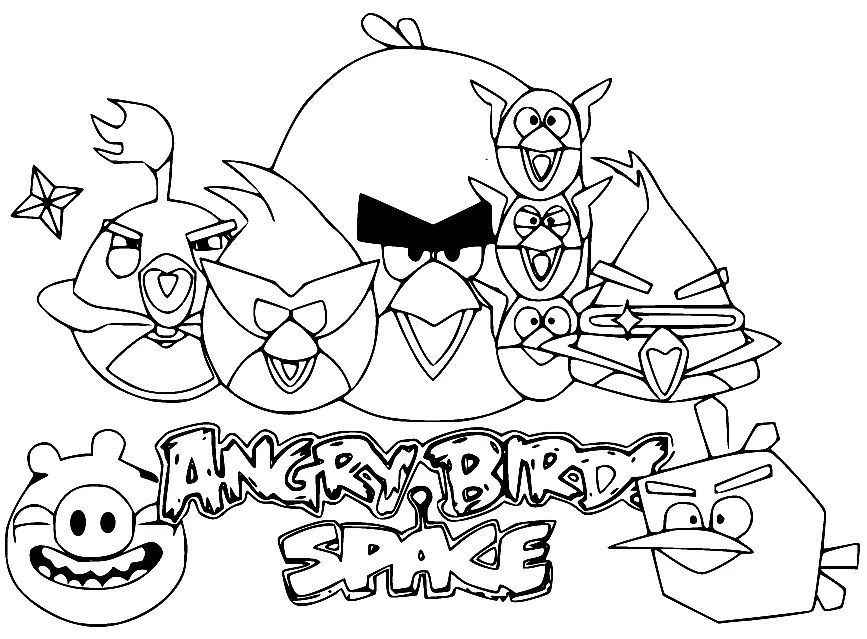 Çocuklar İçin Angry Birds Uzay Boyama Sayfaları 