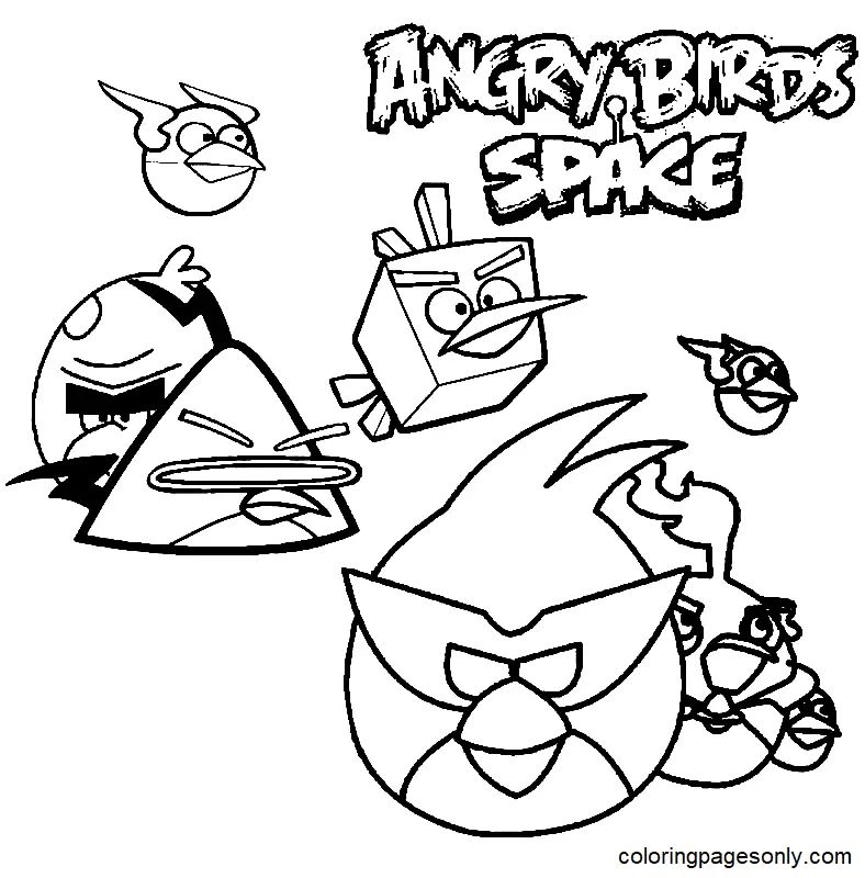 Çocuklar İçin Angry Birds Uzay Boyama Sayfaları 