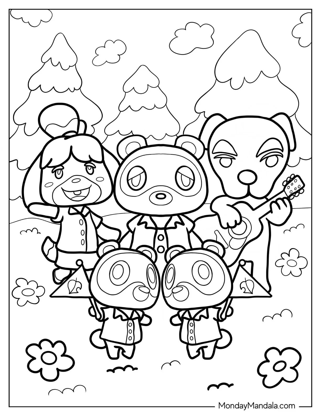 Çocuklar İçin Animal Crossing Boyama Sayfaları 