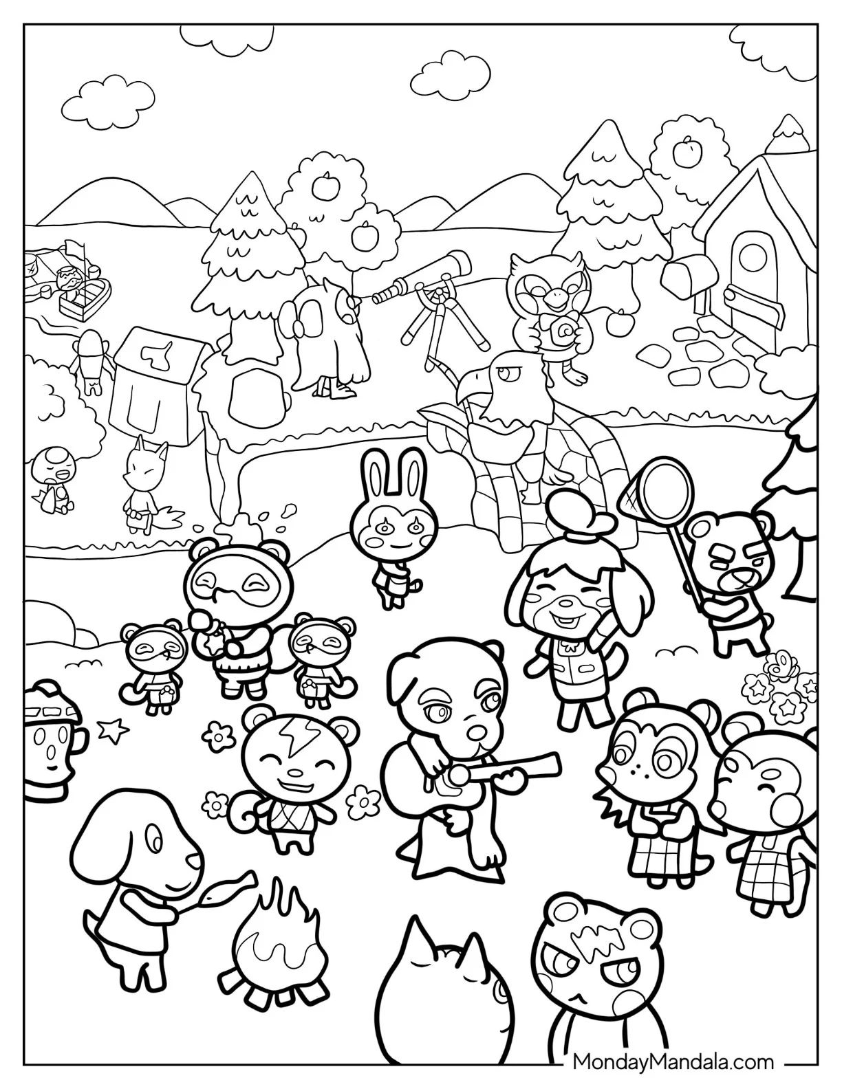 Çocuklar İçin Animal Crossing Boyama Sayfaları 