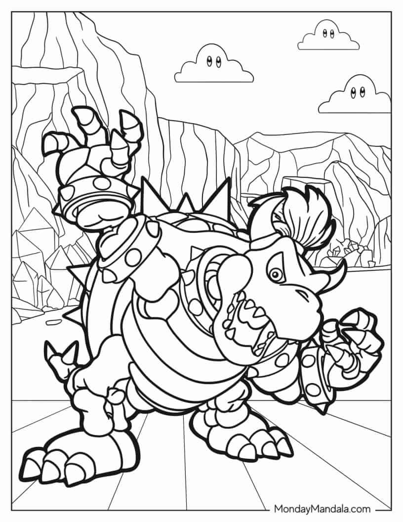 Çocuklar İçin Bowser Boyama Sayfaları 