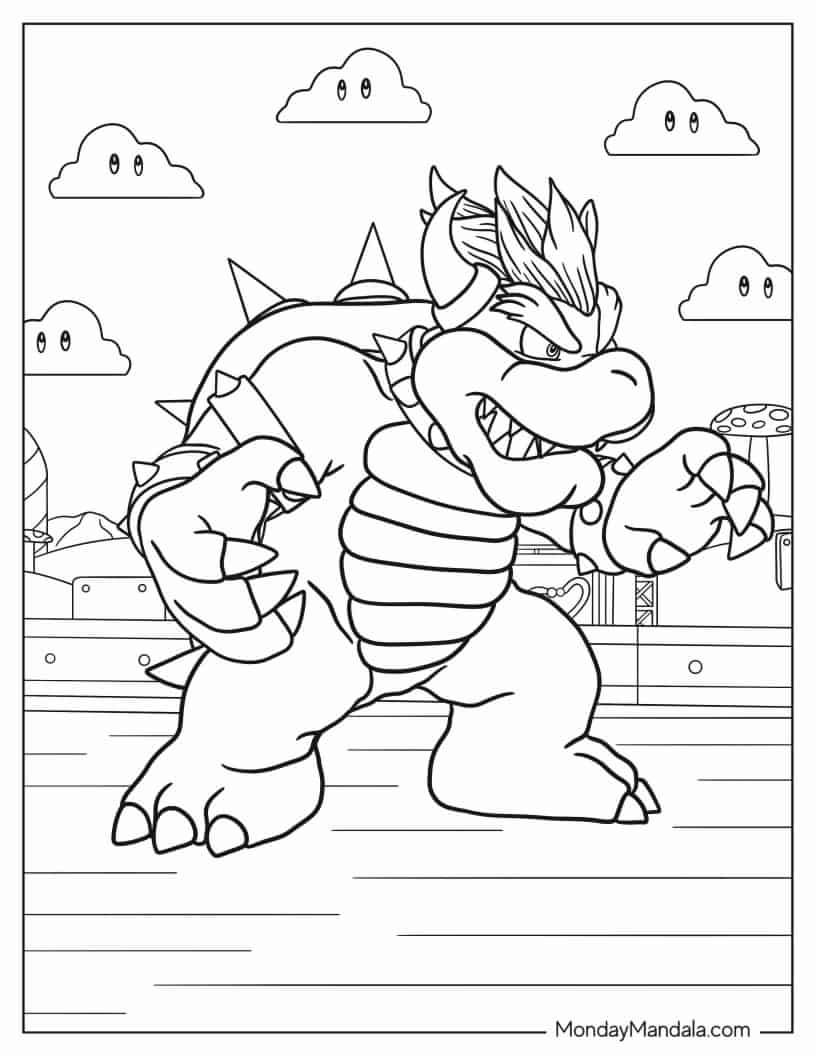 Çocuklar İçin Bowser Boyama Sayfaları 