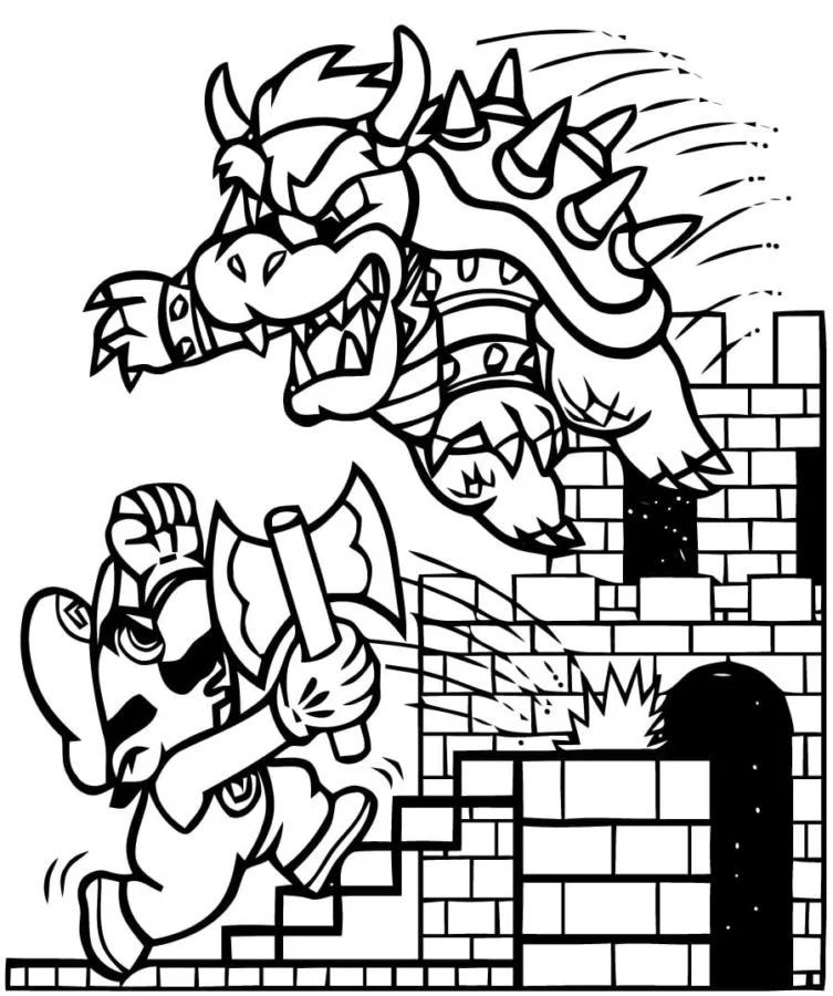 Çocuklar İçin Bowser Boyama Sayfaları 