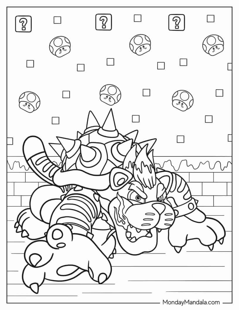 Çocuklar İçin Bowser Boyama Sayfaları 