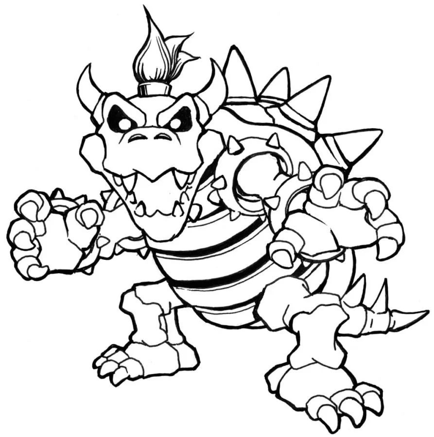 Çocuklar İçin Bowser Boyama Sayfaları 