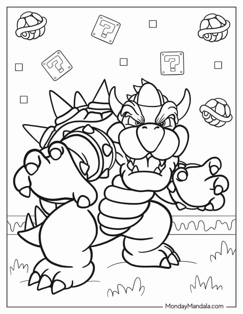 Çocuklar İçin Bowser Boyama Sayfaları 