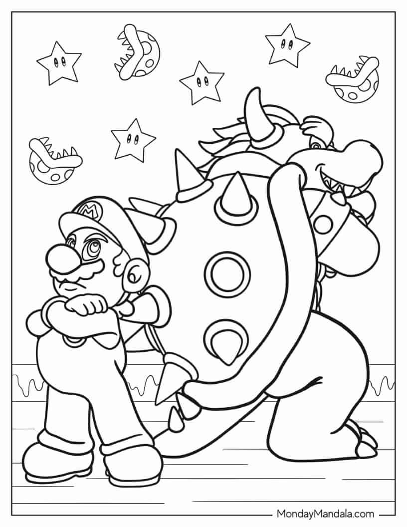Çocuklar İçin Bowser Boyama Sayfaları 