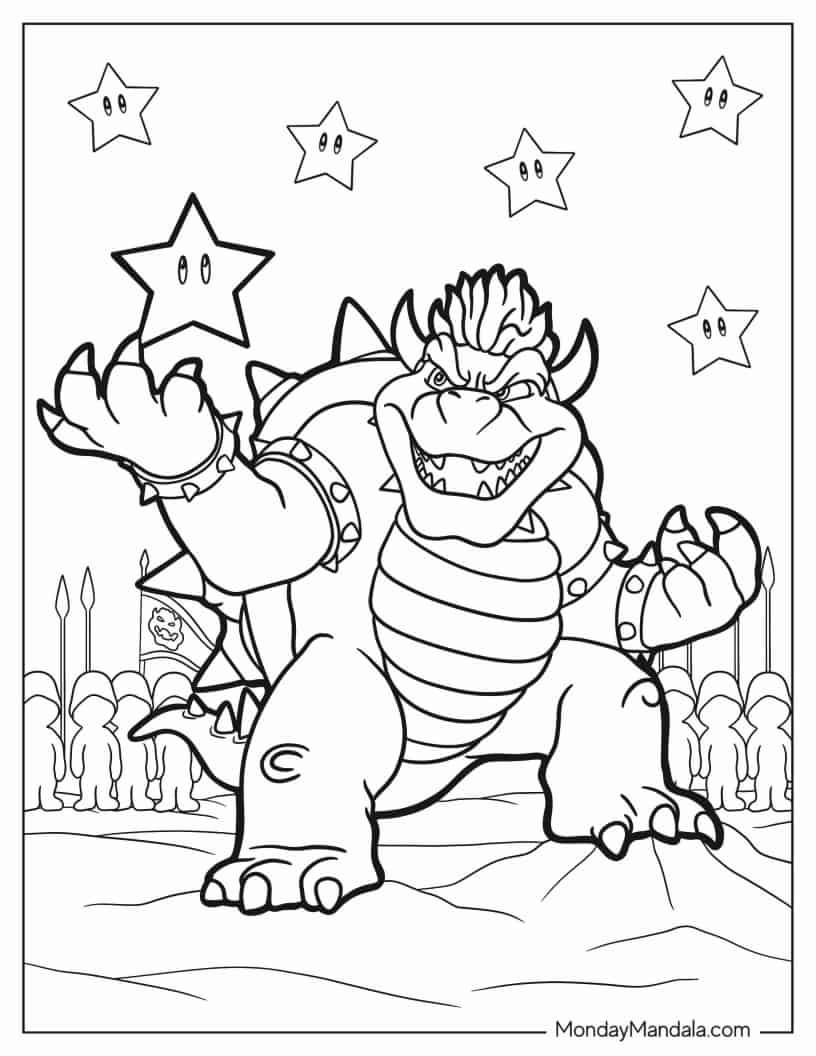 Çocuklar İçin Bowser Boyama Sayfaları 