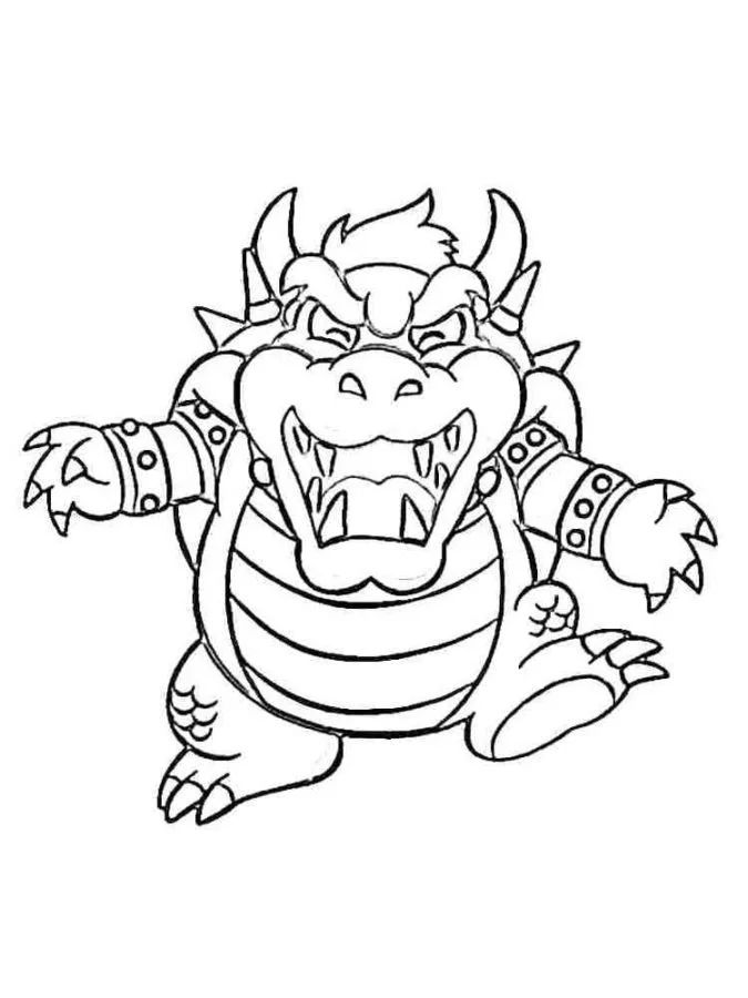 Çocuklar İçin Bowser Boyama Sayfaları 