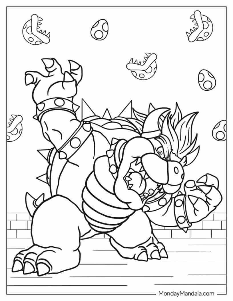 Çocuklar İçin Bowser Boyama Sayfaları 