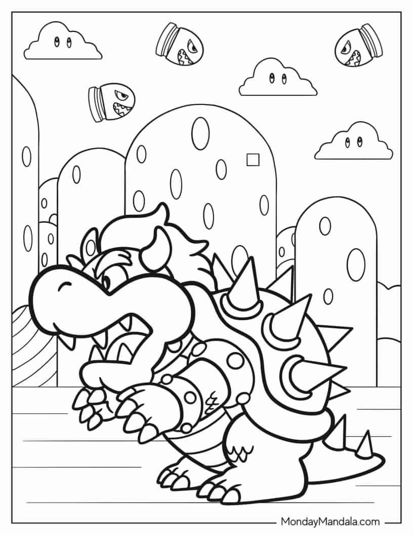 Çocuklar İçin Bowser Boyama Sayfaları 