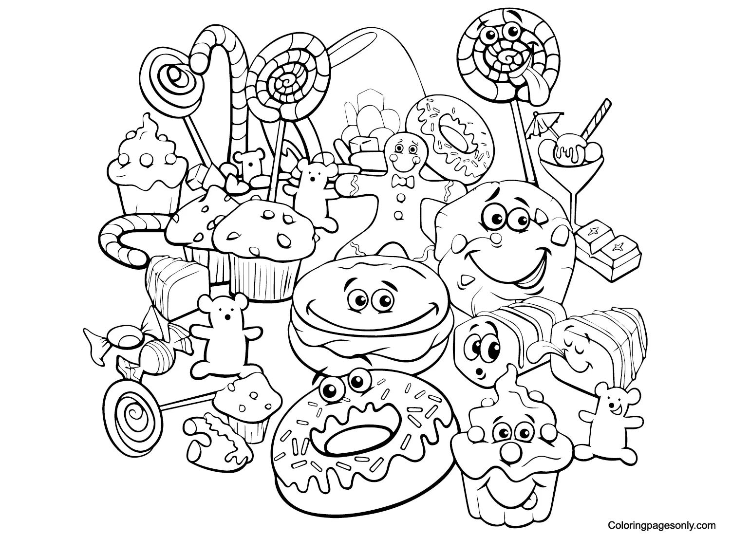 Çocuklar İçin Candyland Boyama Sayfaları 
