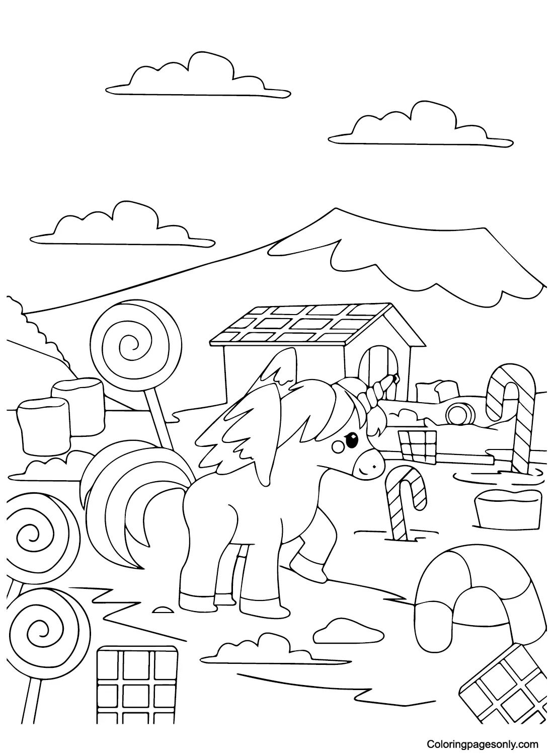 Çocuklar İçin Candyland Boyama Sayfaları 