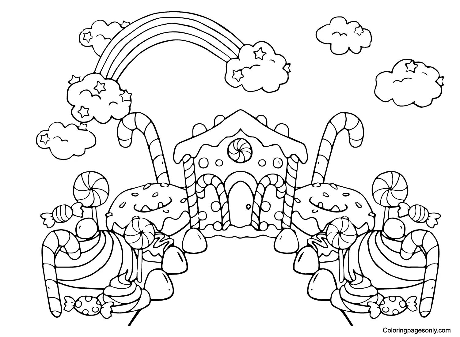 Çocuklar İçin Candyland Boyama Sayfaları 