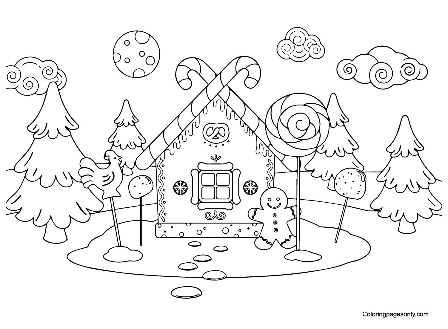 Çocuklar İçin Candyland Boyama Sayfaları 